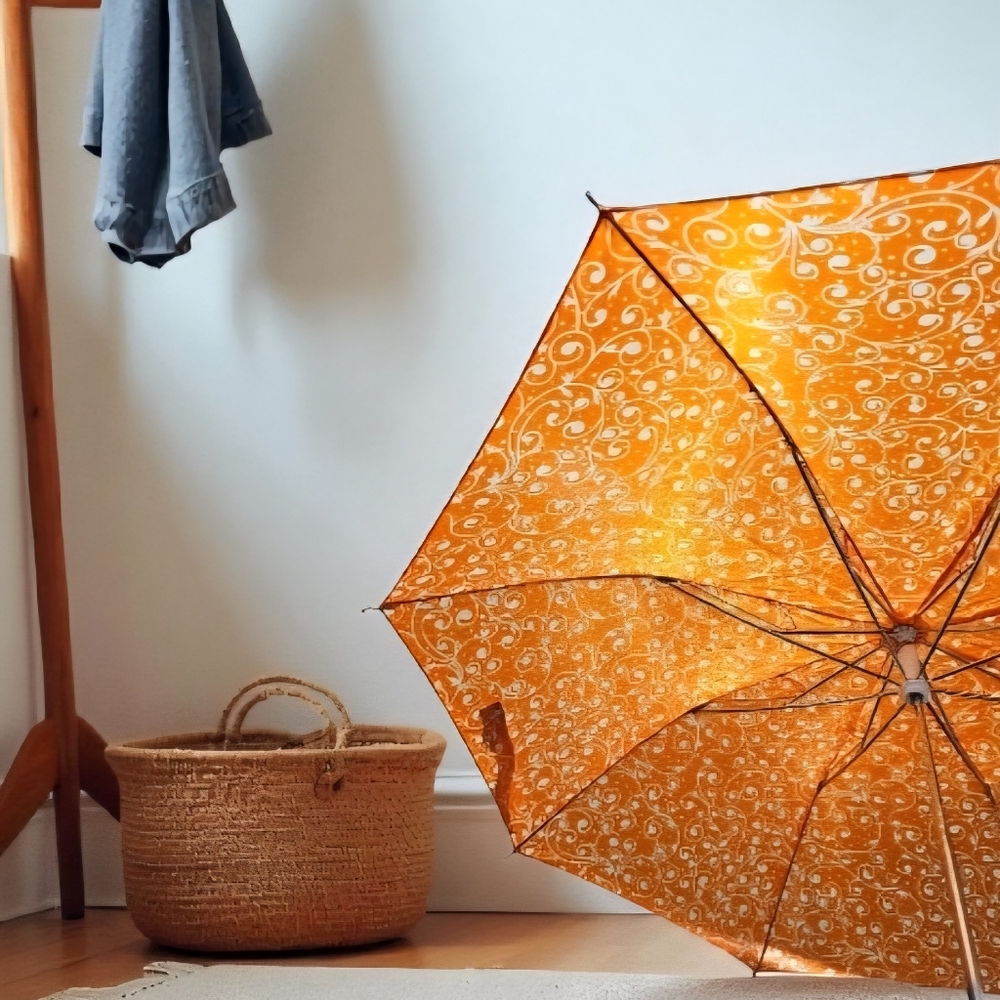 Vintage Christian Dior 70s 80s Orange Paisley pattern Umbrella - Picture 6 of 15